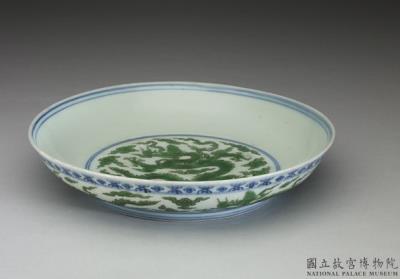 图片[2]-Bowl with green dragons and underglaze blue decoration, Ming dynasty (1368-1644)-China Archive